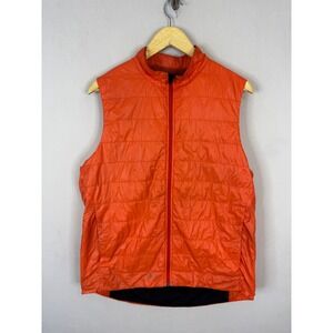 Giro Sport Design Mens Quilted Cycling Vest Orange Full Zip Large Windbreaker